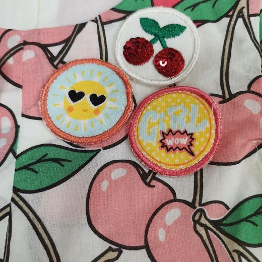棉果果夏季女童纯棉梭织樱桃短袖连衣裙M222701219261 商品图6