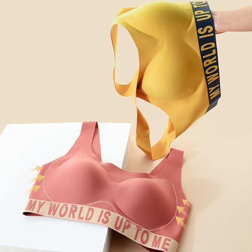 黛唯梵彩色心情泰国乳胶无痕内衣女无钢圈小胸聚拢运动背心式收副乳防下垂文胸罩 商品图0