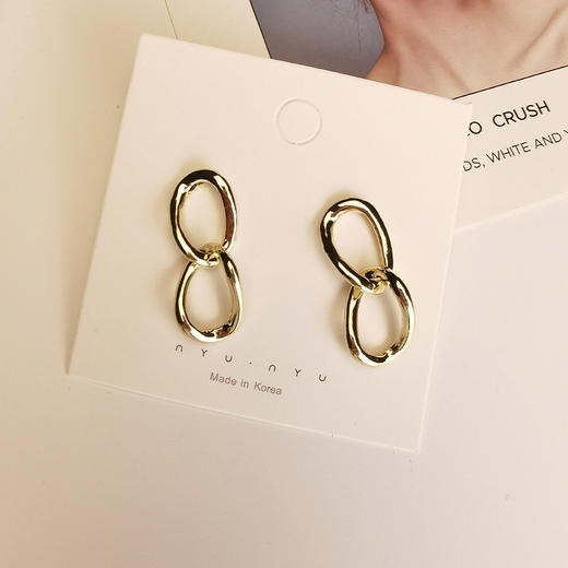 【链条耳坠】S925银耳钉女欧美圆圈通勤几何复古耳环耳饰时尚饰品 商品图0