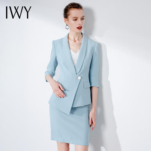 IWY/小西服套装女韩版蓝色休闲时尚修身职业装气质女神范
C1117+S1117 商品图0