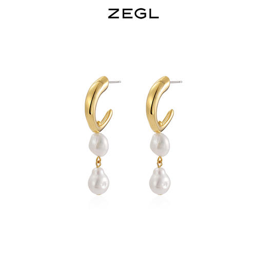 ZEGL不规则异形淡水珍珠耳环女轻奢复古巴洛克耳钉925银针耳饰品 商品图1