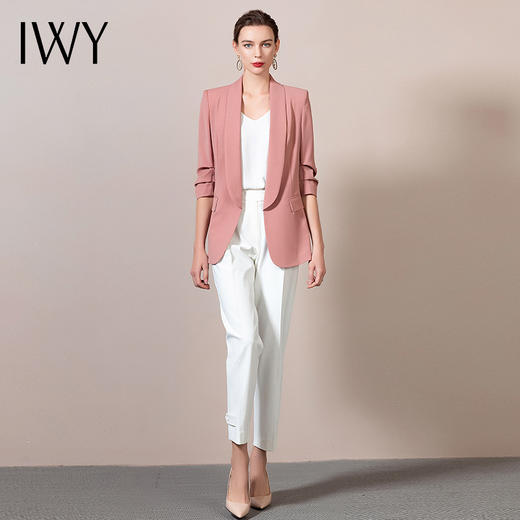 IWY/粉色西装套装女短袖职业装时尚气质面试通勤正装修身工作西服
212061C1+212072P1（粉） 商品图2