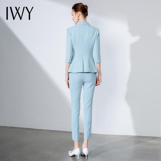 IWY/蓝色职业西装套装简约优雅大气修身工装不对称设计名媛通勤OL
C1117+P1117 商品图3