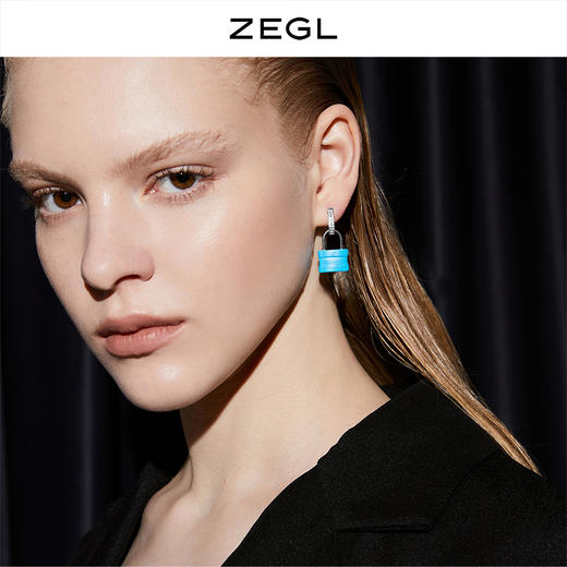 ZEGL可爱卡通小锁耳环女小众设计感简约耳扣耳钉耳坠复古网红耳饰 商品图0