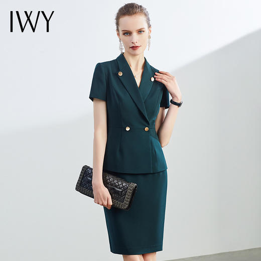 IWY/短袖小西服套装女气质女士西装OL正装高端职业套装
CS1161 商品图1