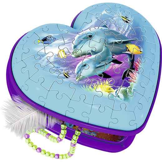 Ravensburger拼图睿思3D拼图爱心首饰盒-海豚主题54片819133 商品图0