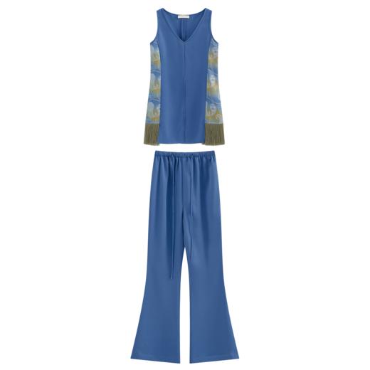 THE FABRIC UNION「海上梦旅」系列服装 套装:无袖V领上衣+印花微喇长裤 商品图4