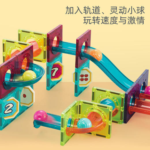 Nukied纽奇儿童轨道滚球彩窗磁力片百变拼插磁性玩具 商品图6