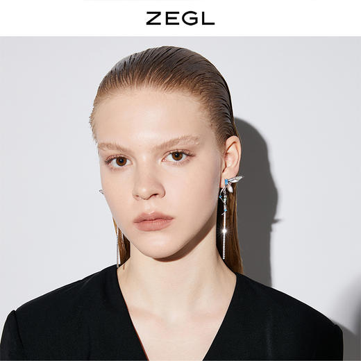 ZEGL设计师谷雨系列蜻蜓流苏耳环女气质小众贝壳耳钉925银针耳饰 商品图1