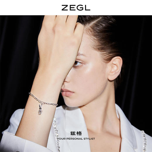 ZEGL925纯银复古双层机械兔子手链女ins小众设计冷淡风个性手饰品 商品图4