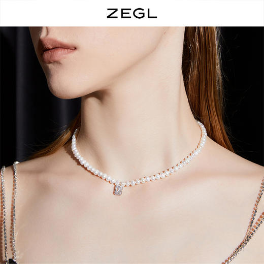 ZEGL高级感法式复古淡水珍珠项链女巴洛克轻奢小众气质吊坠锁骨链 商品图0