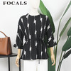 FOCALS福柯斯女装夏季新款圆领通勤七分袖印花衬衫YJAN023NW 商品缩略图0