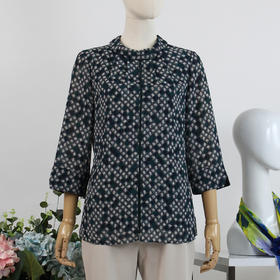 FOCALS福柯斯女装夏季新款圆领系带通勤格子印花衬衫RGBN295GE