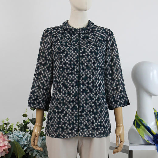 FOCALS福柯斯女装夏季新款圆领系带通勤格子印花衬衫RGBN295GE 商品图0