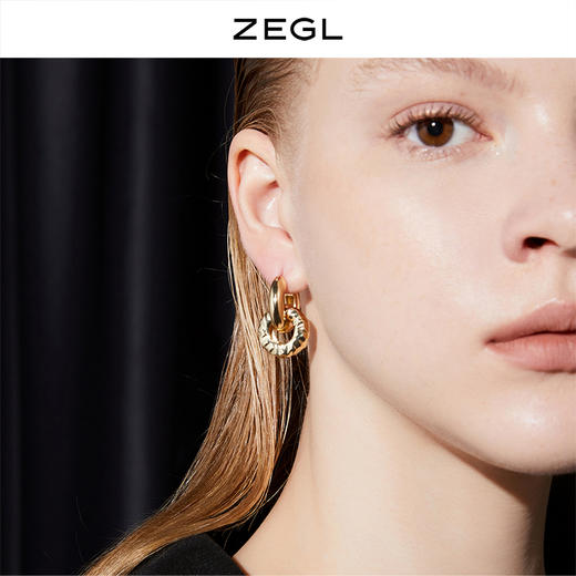 ZEGL金色环扣耳环耳扣女2021年新款潮法式复古耳钉小众网红耳饰品 商品图4