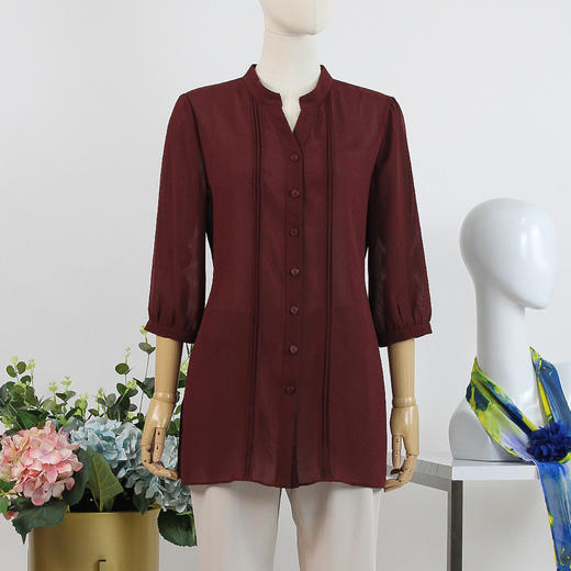 FOCALS福柯斯女装夏季新款纯色v领系带通勤衬衫2Y2S051R8 商品图0