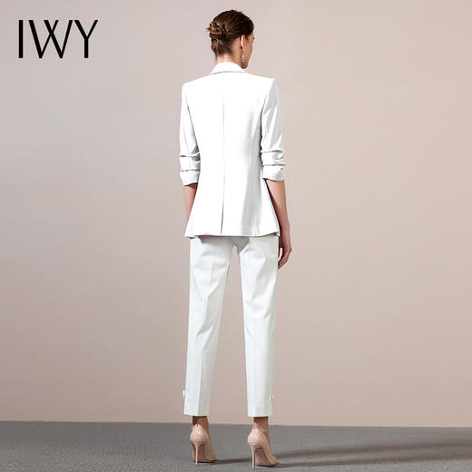 IWY/白色女西装套装短袖职业装时尚气质面试通勤正装修身工作西服
212061C1+212072P1（白） 商品图3