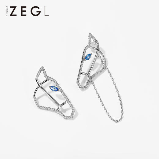 ZEGL设计师马术系列金戈铁马耳环女2021年新款潮耳钉925银针耳饰 商品图3