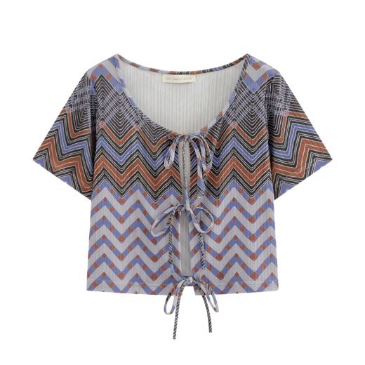 THE FABRIC UNION「海上梦旅」系列服装 胸前系带针织上衣 印花系带针织裹裙 商品图3