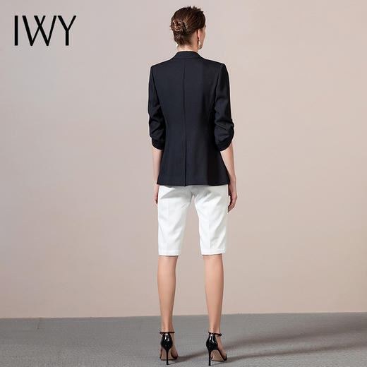 IWY/黑色西装套装女长袖女士正装职业西服亮面工装英伦风
212062C1+212071P5 商品图3