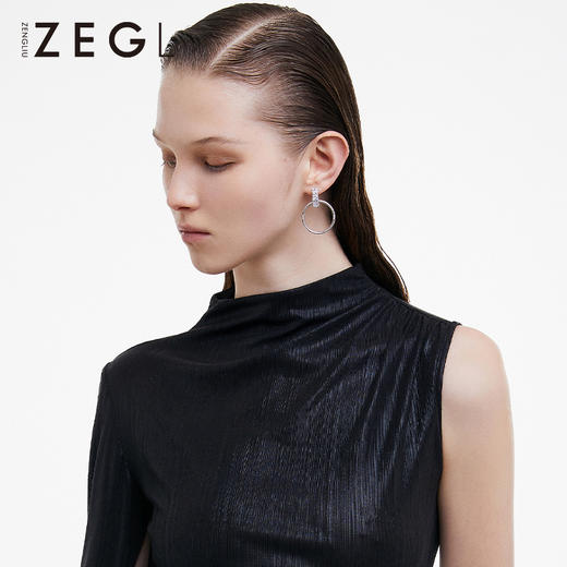 ZEGL几何圆圈耳环女韩国简约冷淡风气质耳钉925银针时尚网红耳饰 商品图3