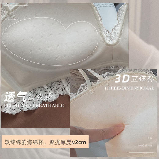 黛唯梵花仙子内衣女舒适性感蕾丝小胸显大无钢圈聚拢收副乳防下垂胸罩文胸套装 商品图3