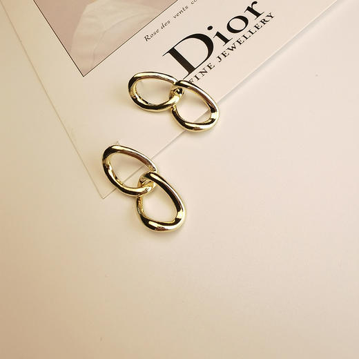 【链条耳坠】S925银耳钉女欧美圆圈通勤几何复古耳环耳饰时尚饰品 商品图3