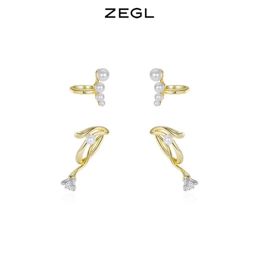 ZEGL设计师不规则人造珍珠耳夹女气质时尚耳骨夹耳环无耳洞耳饰品 商品图3
