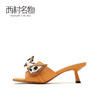 西村名物2021夏季新款拖鞋女外穿平底网红学生一字拖蝴蝶结 商品缩略图1