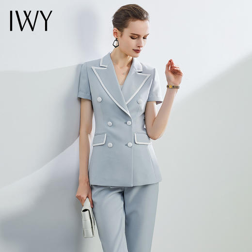 IWY/蓝色高端职业套装女时尚气质休闲短袖西装正装通勤工作西服
CP1167 商品图1
