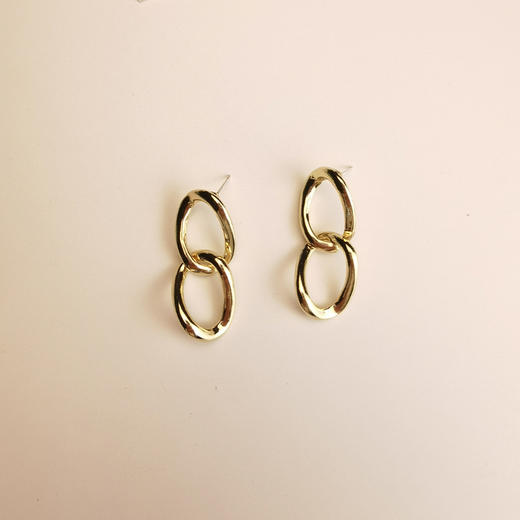 【链条耳坠】S925银耳钉女欧美圆圈通勤几何复古耳环耳饰时尚饰品 商品图4