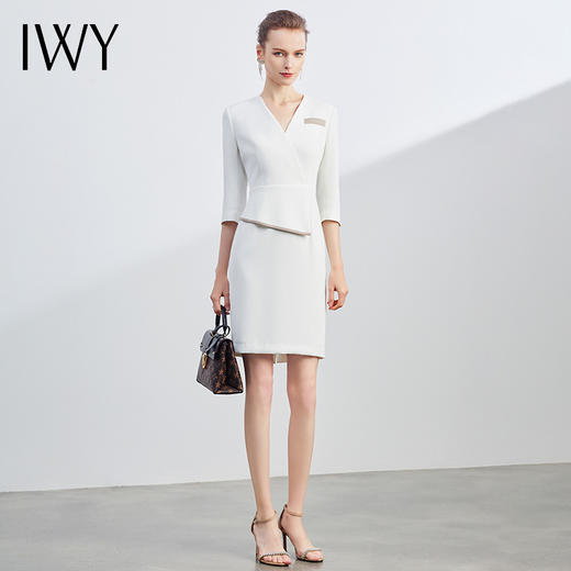 IWY/白色连衣裙职业装女士时尚气质修身名媛工作服OL
Q528-W 商品图2