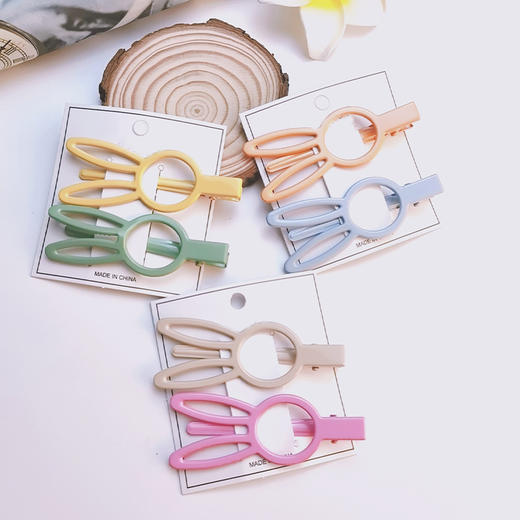 【兔猫耳朵夹】莫兰迪边夹儿童发夹女一字发卡头饰品时尚饰品 商品图0