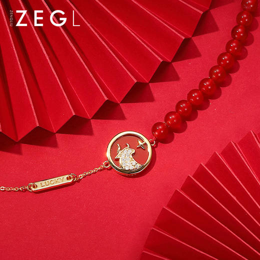 ZEGL设计师925纯银牛年本命年礼物红玛瑙手链女属牛情侣手串饰品 商品图2