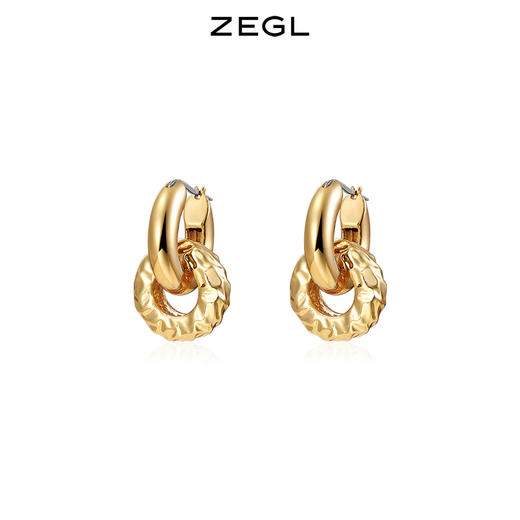 ZEGL金色环扣耳环耳扣女2021年新款潮法式复古耳钉小众网红耳饰品 商品图0