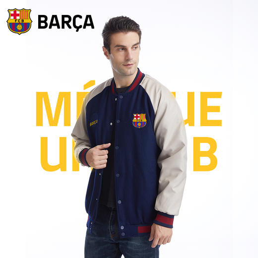 巴塞罗那官方商品丨巴萨新款加厚保暖夹克外套签名球迷棒球服 商品图3