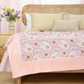 经典佩斯利图案亚麻盖毯