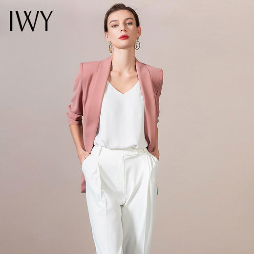 IWY/粉色西装套装女短袖职业装时尚气质面试通勤正装修身工作西服
212061C1+212072P1（粉） 商品图1