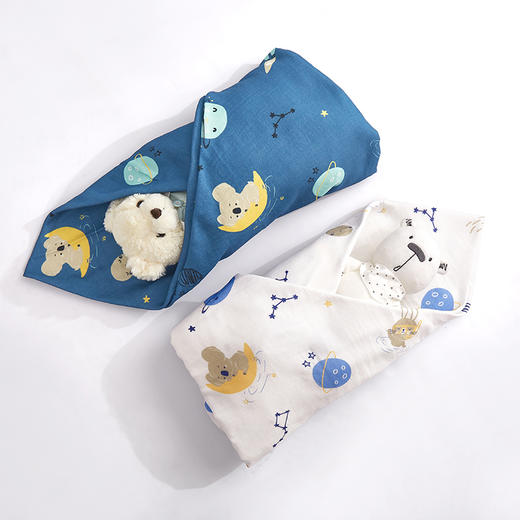 【分销】绘睡婴童竹棉纱布襁褓巾/纱布毯 商品图5