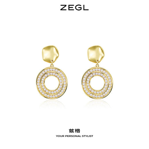 ZEGL不规则耳钉女高级感复古气质仿珍珠耳坠耳环925银针网红耳饰 商品图0