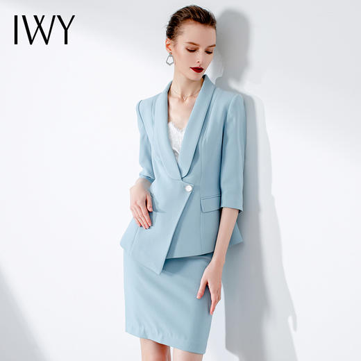 IWY/小西服套装女韩版蓝色休闲时尚修身职业装气质女神范
C1117+S1117 商品图1