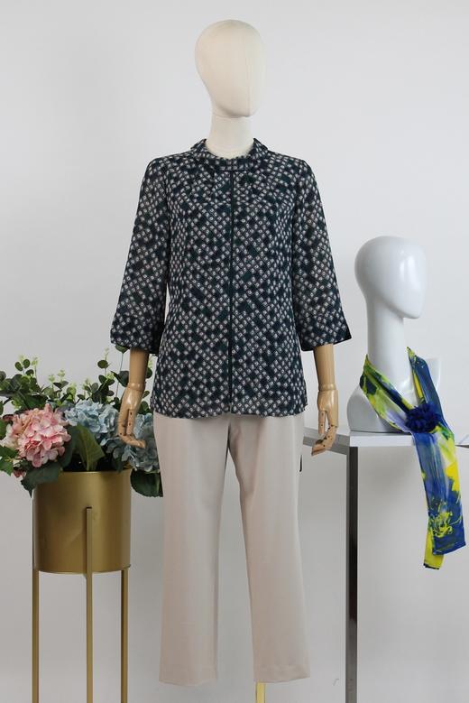 FOCALS福柯斯女装夏季新款圆领系带通勤格子印花衬衫RGBN295GE 商品图5