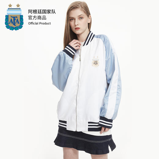 阿根廷国家队官方商品丨蓝白缎面外套刺绣棒球服拉链卫衣梅西球迷 商品图4