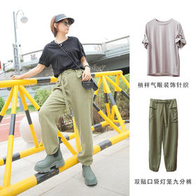 袖袢气眼装饰针织T