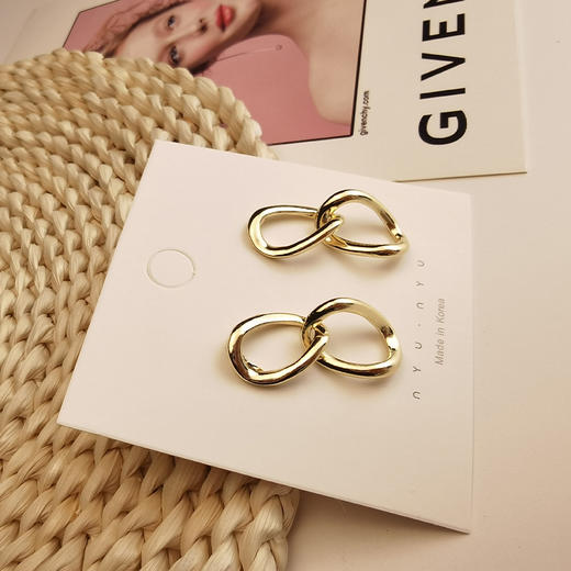 【链条耳坠】S925银耳钉女欧美圆圈通勤几何复古耳环耳饰时尚饰品 商品图2