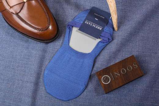 bresciani男士精梳棉隐形船袜浅蓝色