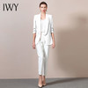 IWY/白色女西装套装短袖职业装时尚气质面试通勤正装修身工作西服
212061C1+212072P1（白） 商品缩略图2