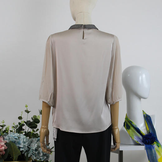 FOCALS福柯斯女装夏季新款真丝纯色套头通勤衬衫2Y6N128M1 商品图2