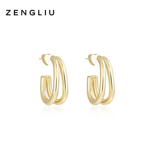 ZENGLIU弧形耳钉简约耳圈女ins冷淡风气质网红耳环925银针耳饰品 商品图1