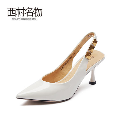 西村名物2021夏新款尖头凉鞋仙女风细跟女鞋包头后空高跟鞋15771 商品图1